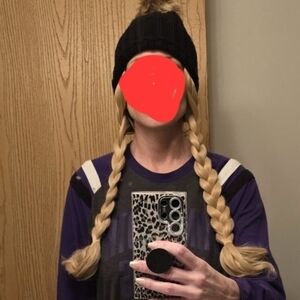 Hat w/Blonde Braids Attached (artificial)